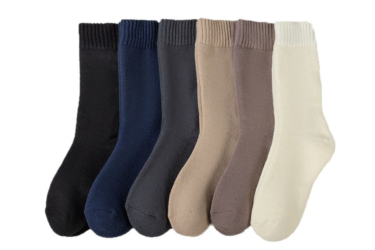 6-Pairs Men's Warm Fleece Lined Socks Winter Thermal Socks Cozy Warm Lined Socks