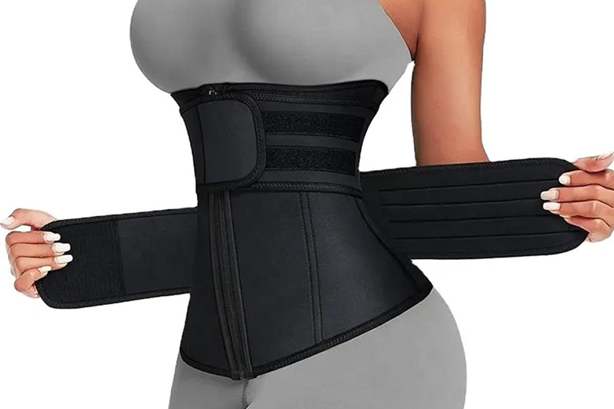 Sweat Waist Trainer for Women Sauna Sweat Belt Slim Body Shaper Corset-Black
