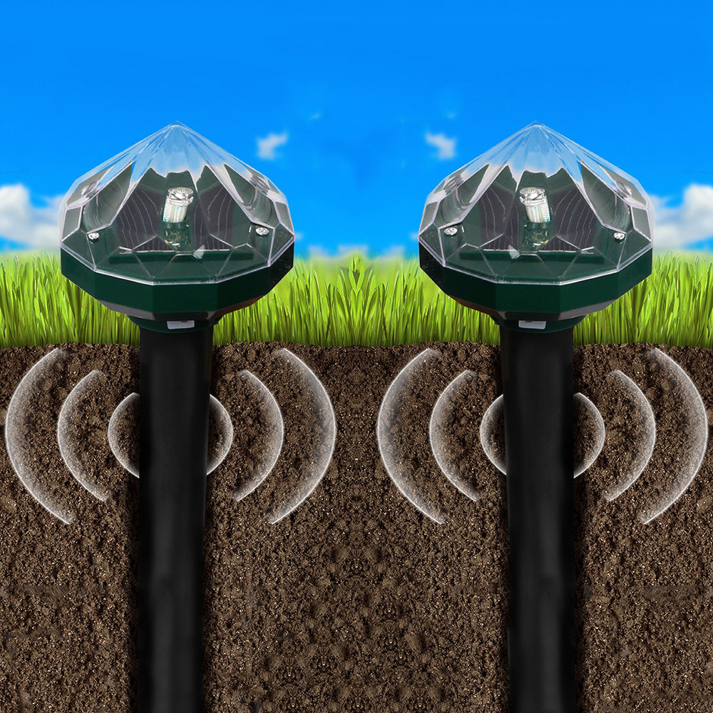 2Pcs Mole Repellent Solar Powered with Auto LED Lights for Mice Snakes Moles