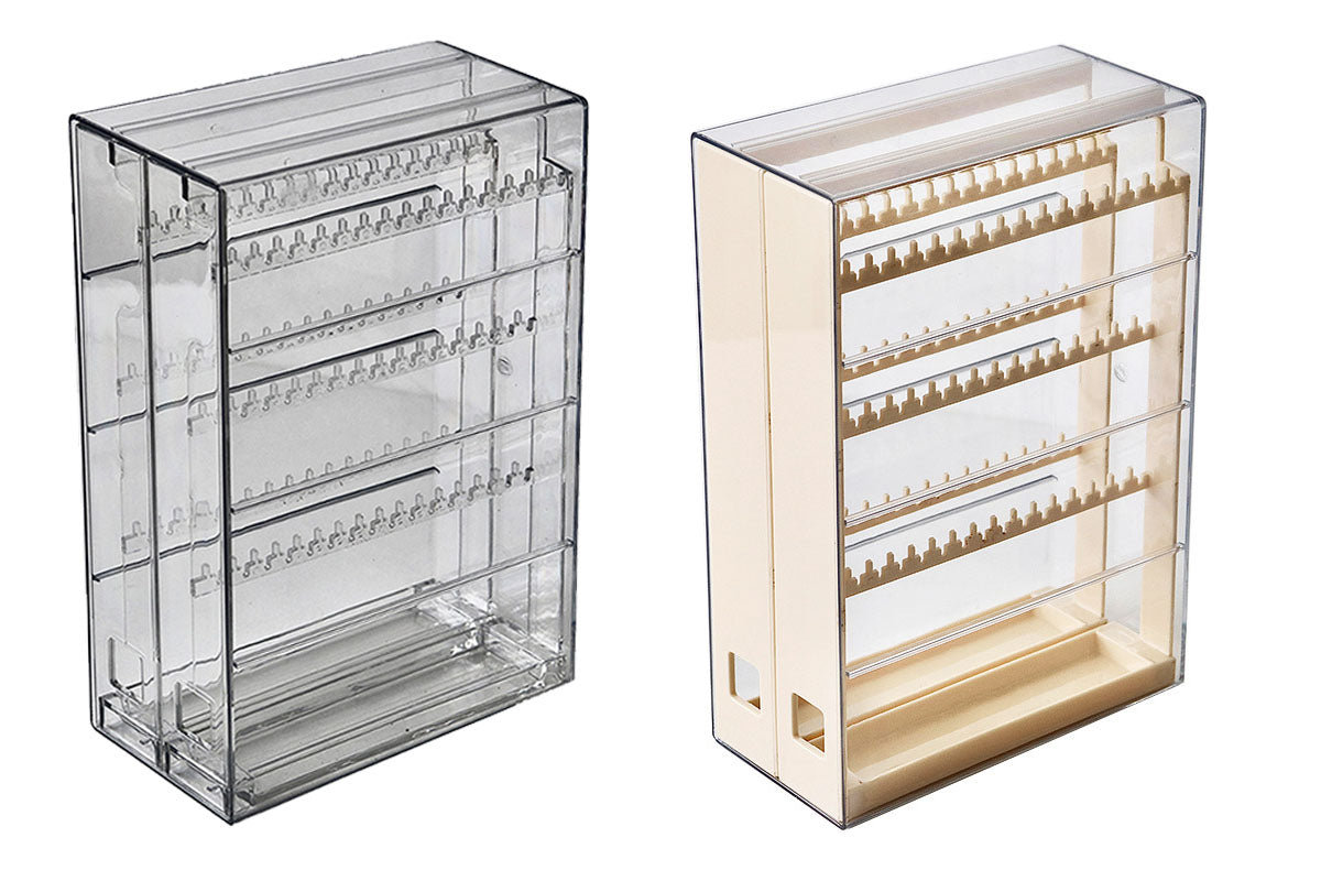2-Tier Jewelry Organizer with Pull Out Drawer Earring Storage Box Display Case for Earrings Necklace Rings Studs