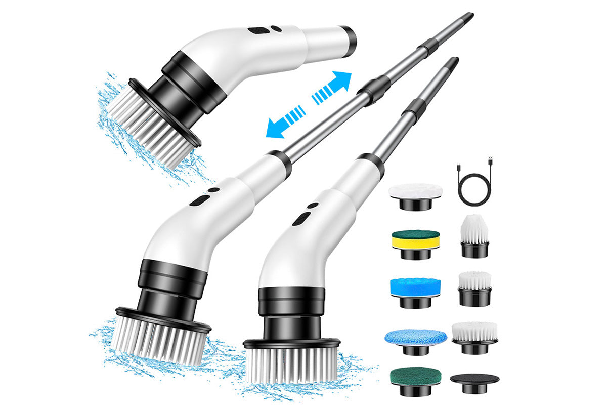 Electric Spin Scrubber with 9 Replaceable Brush Heads Cordless Bathroom Scrubber for Tile Kitchen