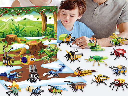 Christmas Advent Calendar Insects Series Building Blocks Toy Countdown Calendar Xmas Blind Box