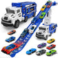 Large Dual Track Transporter Truck Toy Set with 6 Alloy Racing Cars