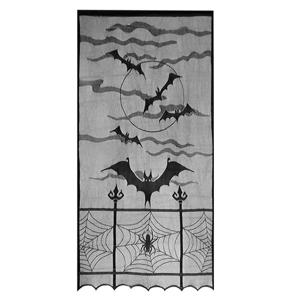 Large Halloween Door Curtain for Doors Windows Walls Bat Spider Web Door Cover for Holiday Party Decoration