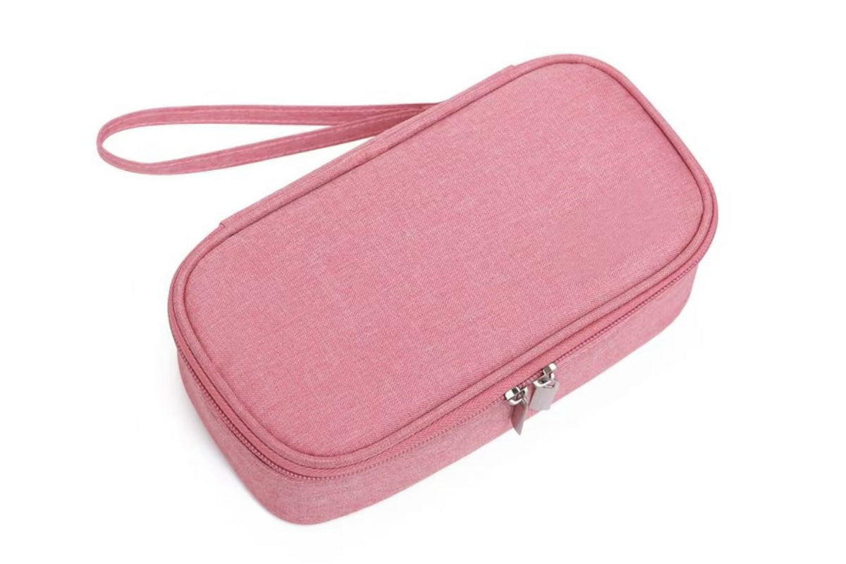 Insulated Insulin Cooling Bag Multi-Layer Medical Cooler for Diabetes Travel -Pink