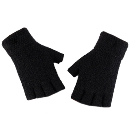 Winter Faux Alpaca Wool Thermal Men Knitted Half-Finger Gloves