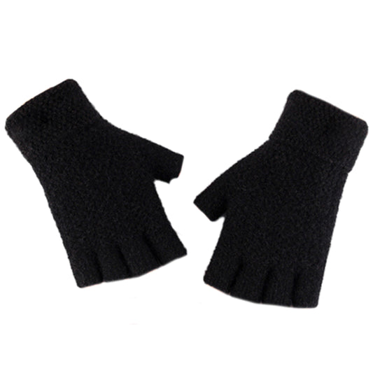 Winter Faux Alpaca Wool Thermal Men Knitted Half-Finger Gloves