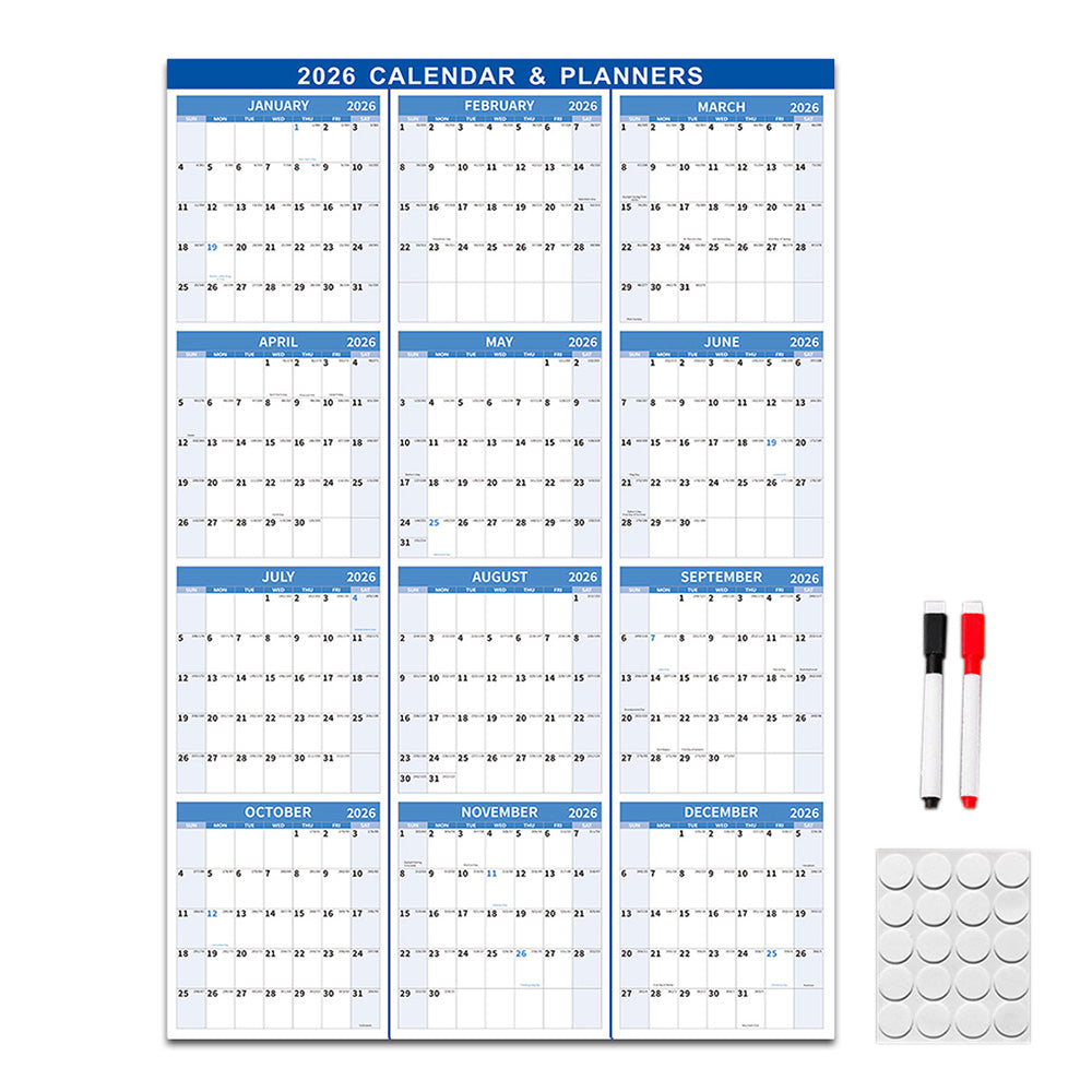 2026 Wall Calendar 12 Month Annual Yearly Wall Planner Horizontal and Vertical