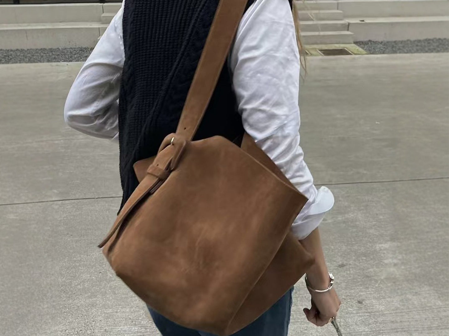 Suede Bucket Bag Tote Bag Shoulder Bag