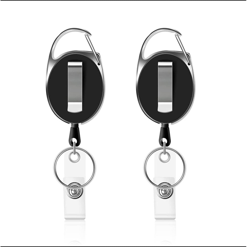 2Pcs Retractable Lanyard ID Card Holder Business Badges Security Pass Reel Key Chain