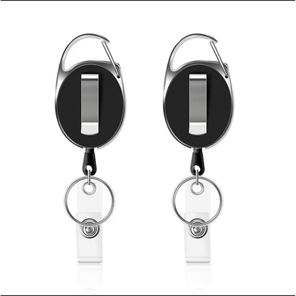 2Pcs Retractable Lanyard ID Card Holder Business Badges Security Pass Reel Key Chain