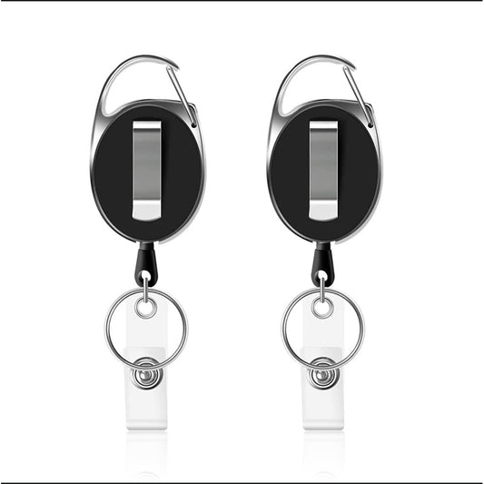 2Pcs Retractable Lanyard ID Card Holder Business Badges Security Pass Reel Key Chain