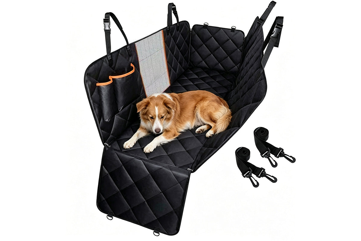 Water Resistant Dog Car Seat Cover Hammock Back Seat Protector with Mesh Window 2 Storage Pockets