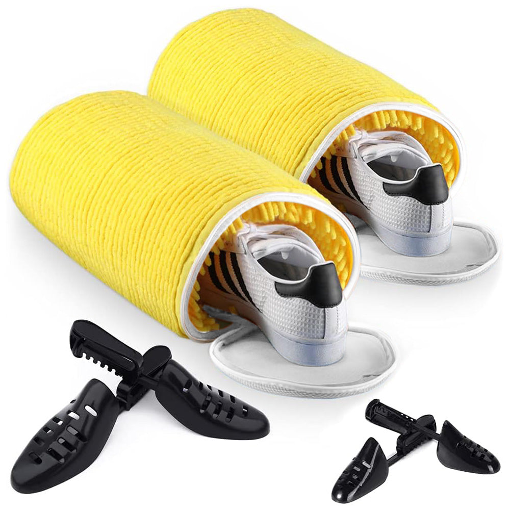 2Pack Chenille Wash Bags for Shoes with 2 Pairs of Shoe Horns for Men and Women