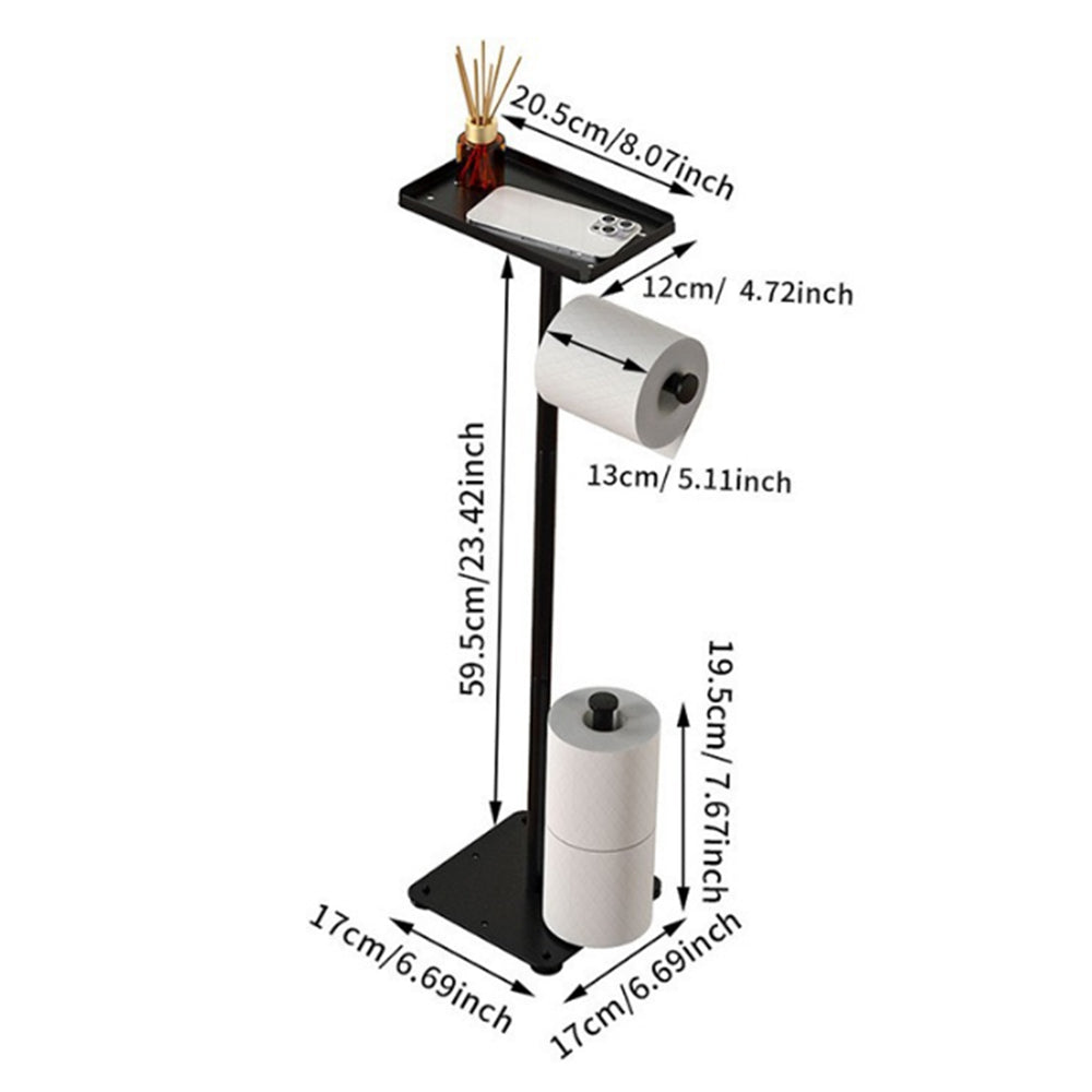 Free Standing Bathroom Toilet Paper Holder Stand with Phone Shelf