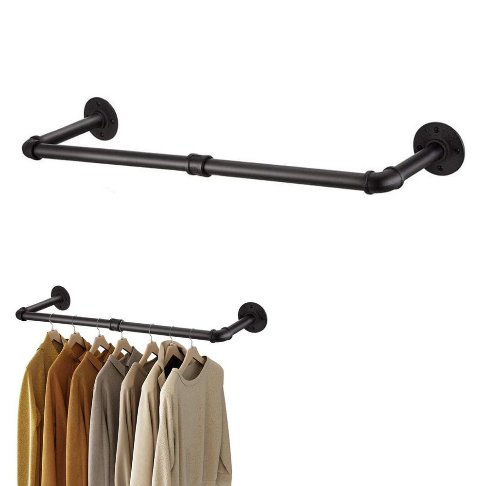 Wall Mounted Clothes Rack Industrial Pipe Hanging Rod for Closet Laundry Room