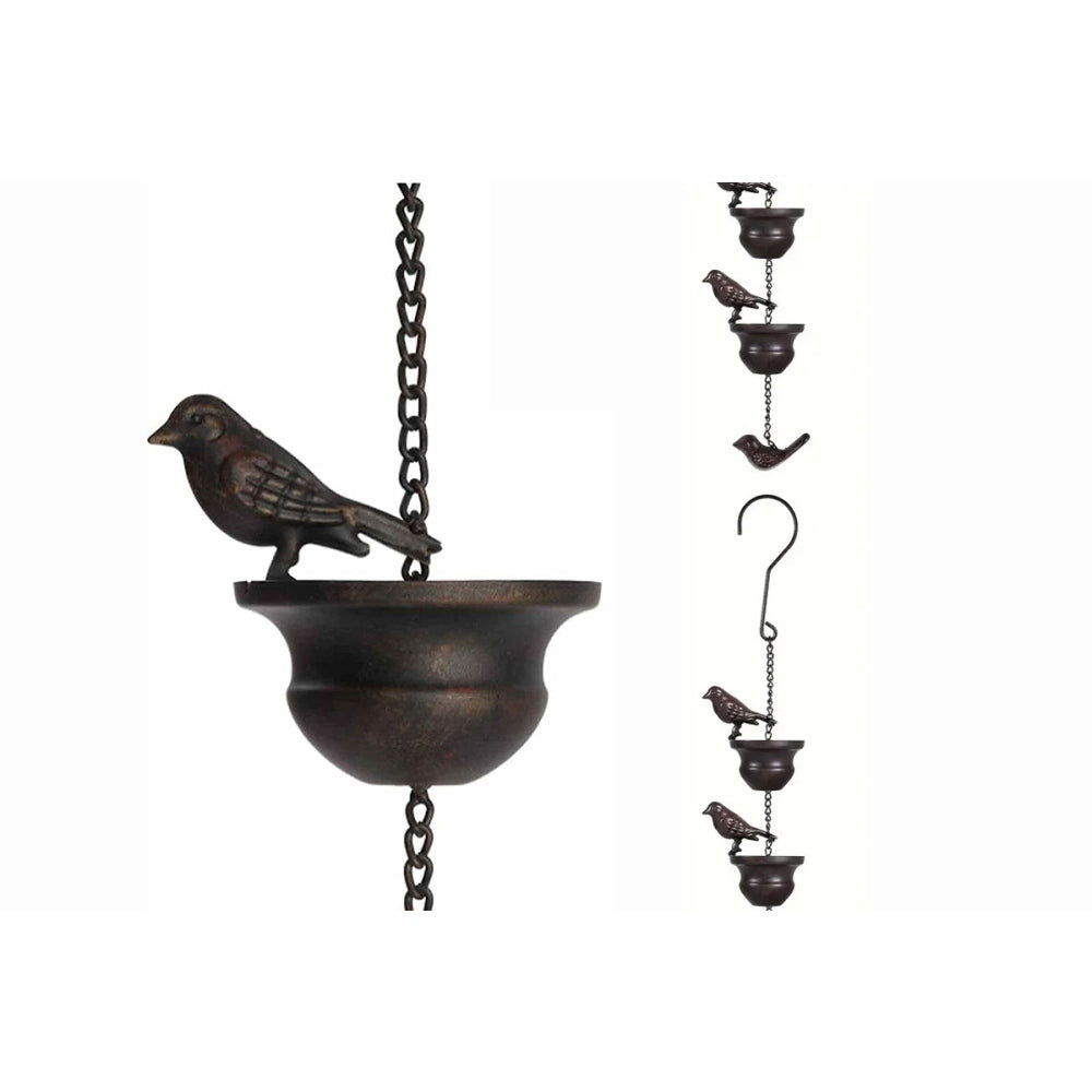 Vintage Mobile Bird Rain Chain Garden Hanging Pendant Craft Wind Chime for Outdoor Gutter