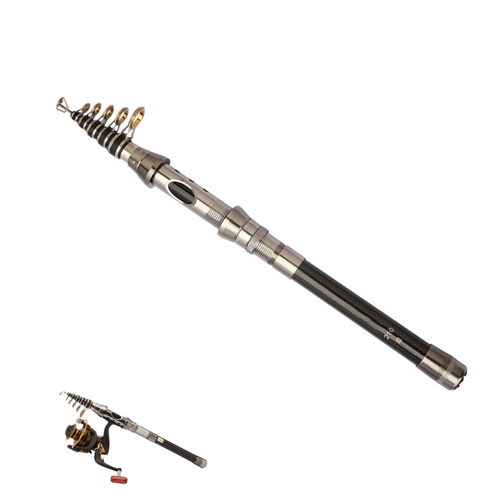 Carbon Fibre Telescopic Fishing Rod Portable Travel Spinning Pole Sea Freshwater