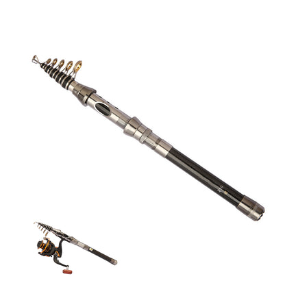 Carbon Fibre Telescopic Fishing Rod Portable Travel Spinning Pole Sea Freshwater