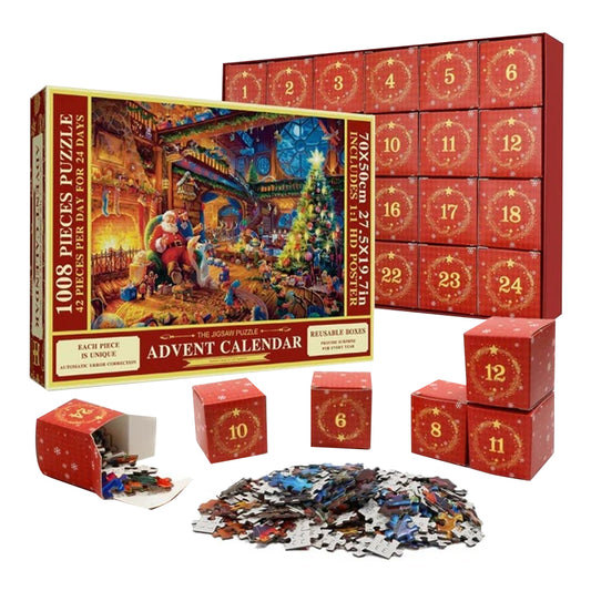 1008Pcs Advent Calendar Jigsaw Puzzles 24 Days Christmas Countdown Puzzles