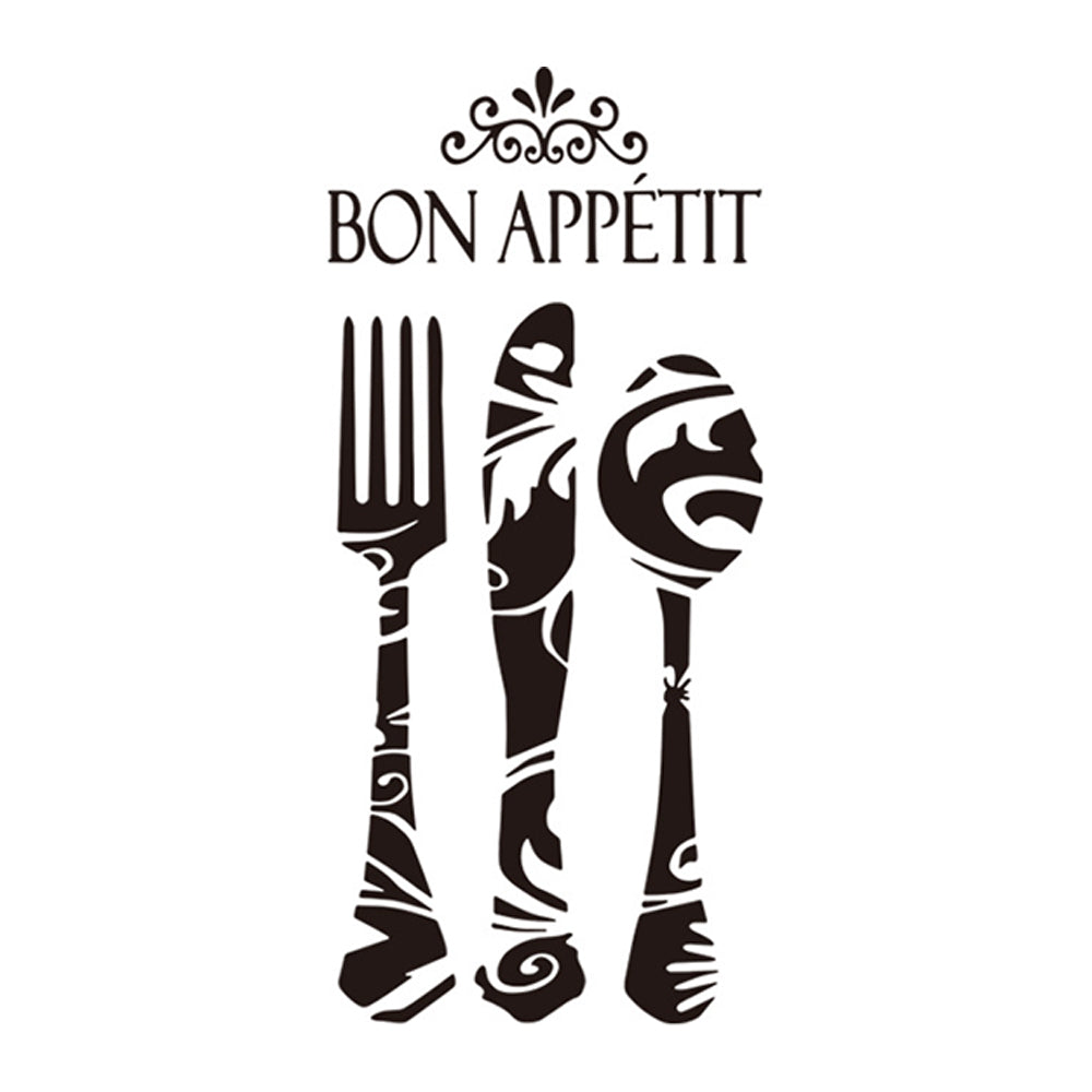 Bon Appetit Quote Hollowed Fork Knife Spoon Wall Art Decor