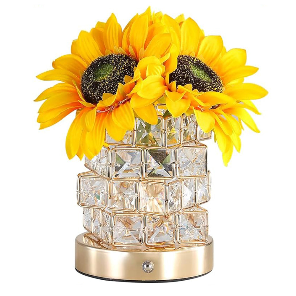 3-Color Dimming Wireless Sunflower Lamp Rechargeable Touch Table Light