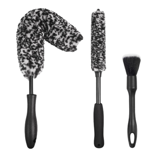 3Pcs Car Wheel Faux Plush Brushes Cleaning Kit