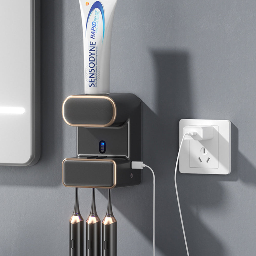 Electric Toothpaste Dispenser with Toothbrush Holders