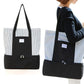 Black White Striped Double Layer Insulated Lunch Bag for Outdoor