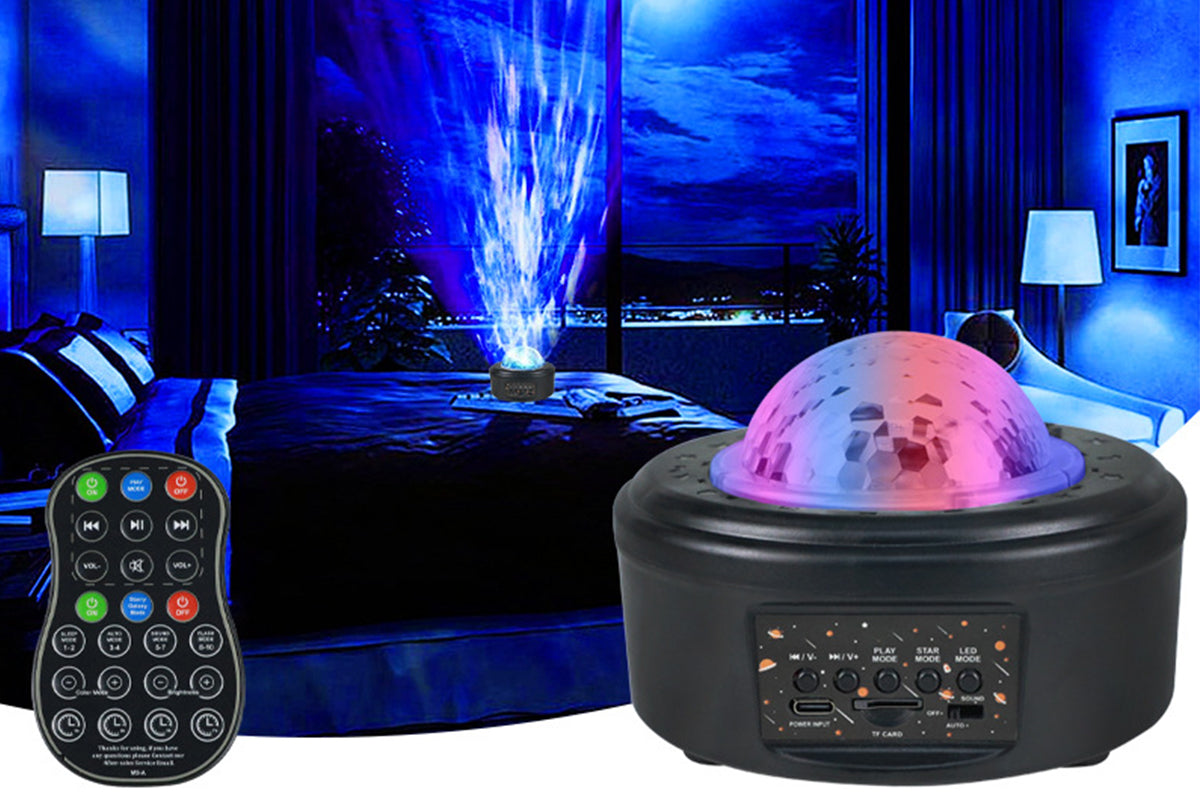 Remote Control Planet Ocean Wave Projector Lamp USB Bluetooth Speaker Wired Night Light