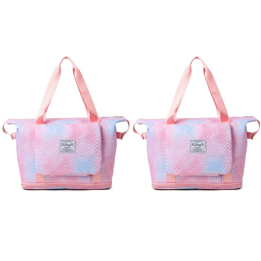 2Pcs Gradient Color Expandable Large-Capacity Travel Foldable Duffle Bag