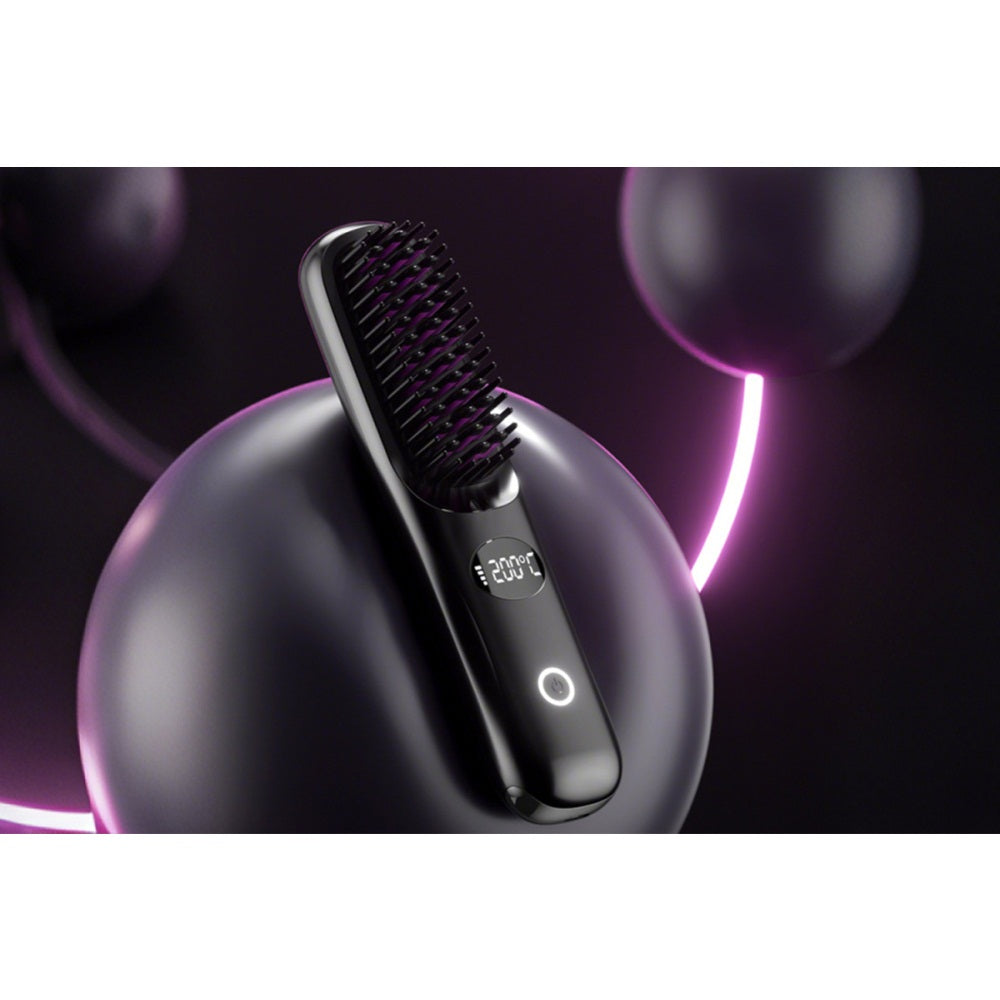 USB Rechargeable Hair Straightening Brush with LED Screen