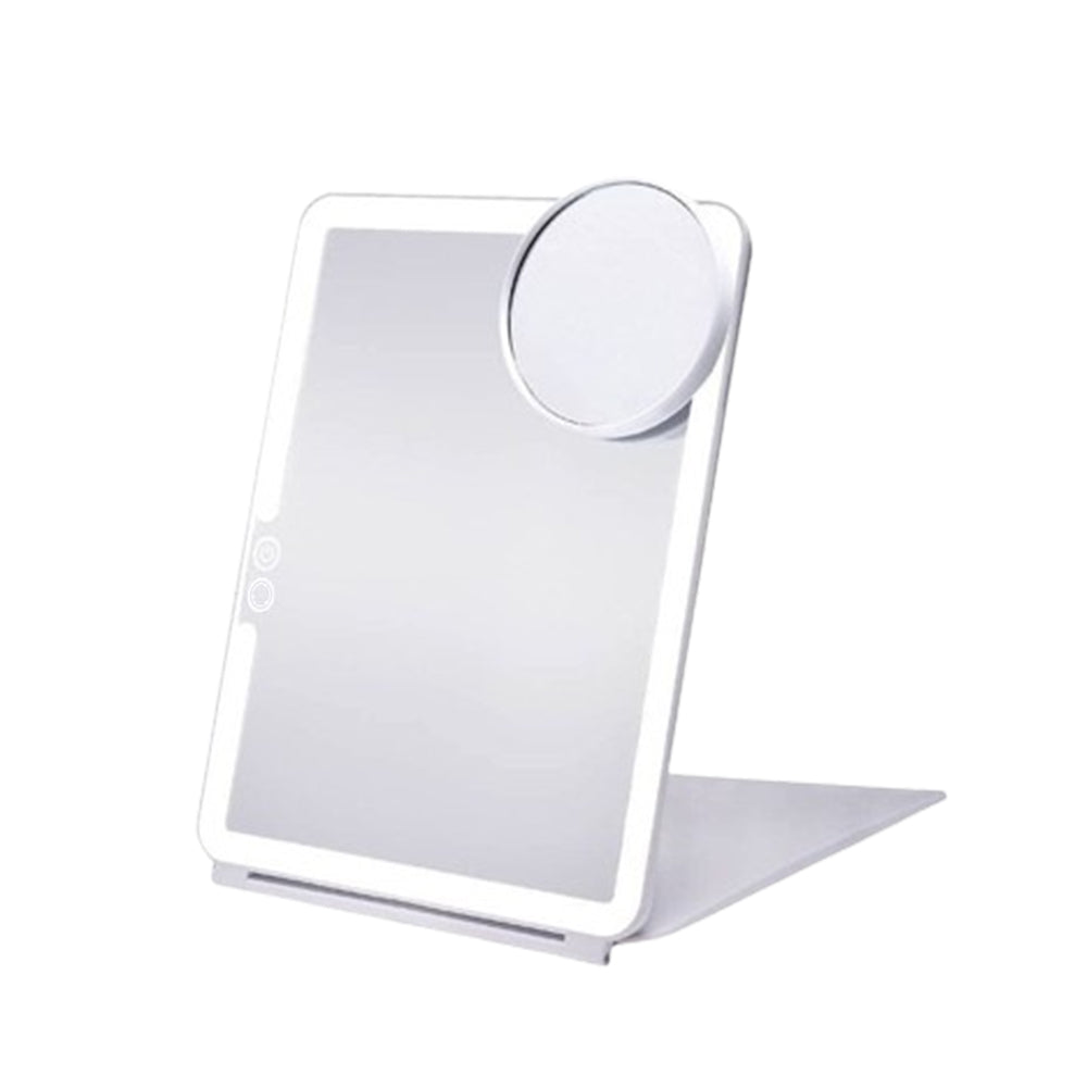 USB Rechargeable Folding Lighted Makeup Mirror with 3 Colors Light Modes