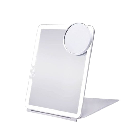 USB Rechargeable Folding Lighted Makeup Mirror with 3 Colors Light Modes