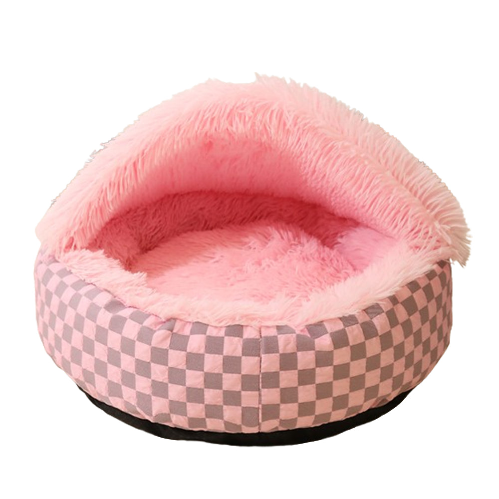 Plush Cushioned Hooded Winter Pet Bed