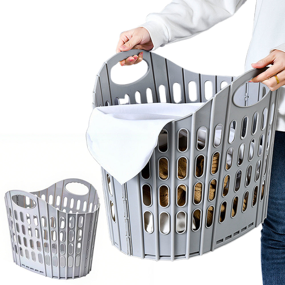 Collapsible Plastic Laundry Basket Folding Washing Clothes Storage Organizer