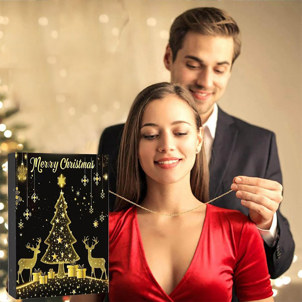 Christmas Jewelry Advent Calendar 24 Days Necklace Bracelet Earrings Countdown Calendar