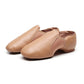 Leather Dance Shoes with Stretch Fabric Slip Resistant Sole Low Heel Women-Brown