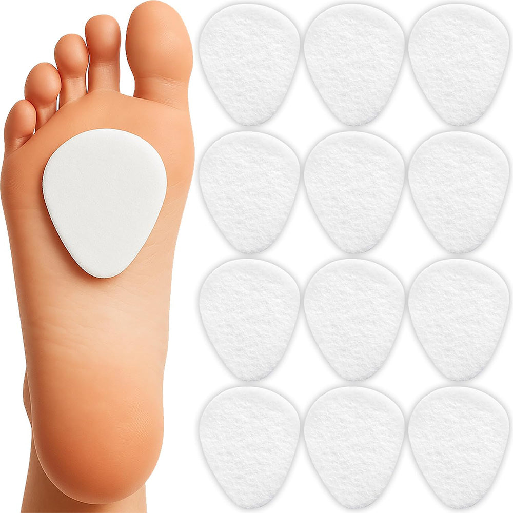 12Pcs Felt Forefoot Cushion Pads Oval Metatarsal Insoles for High Heels