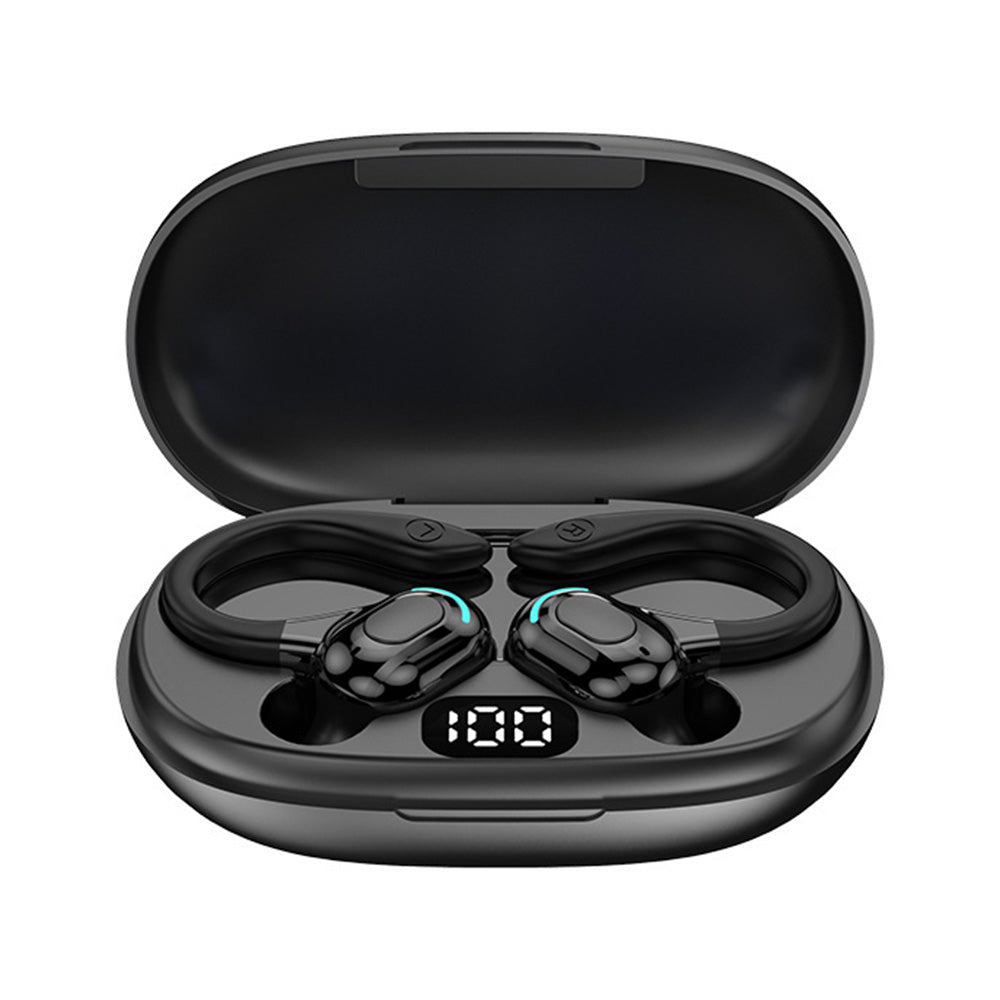 Wireless Bluetooth Earphones Over Ear Waterproof Sports Earbuds With LED Display Noise Cancelling Mic