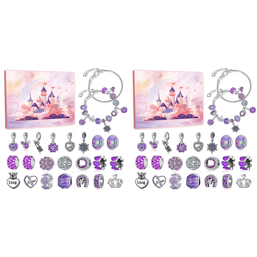 2 Sets 24 DAYS Christmas Advent Countdown Calendar Charm Bracelet Making Kit