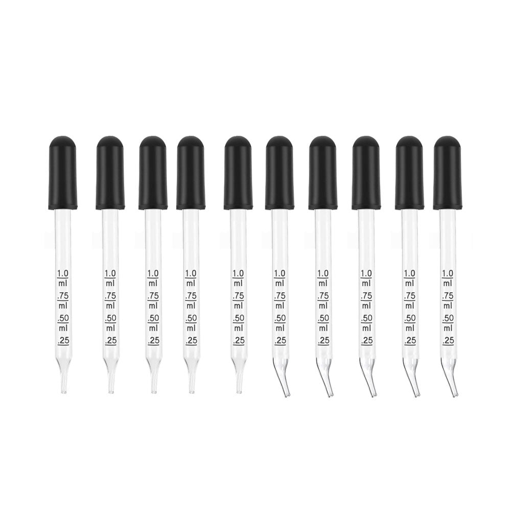 10Pcs 1ML Calibrated Medicine Droppers Glass Dropper Liquid Pipette