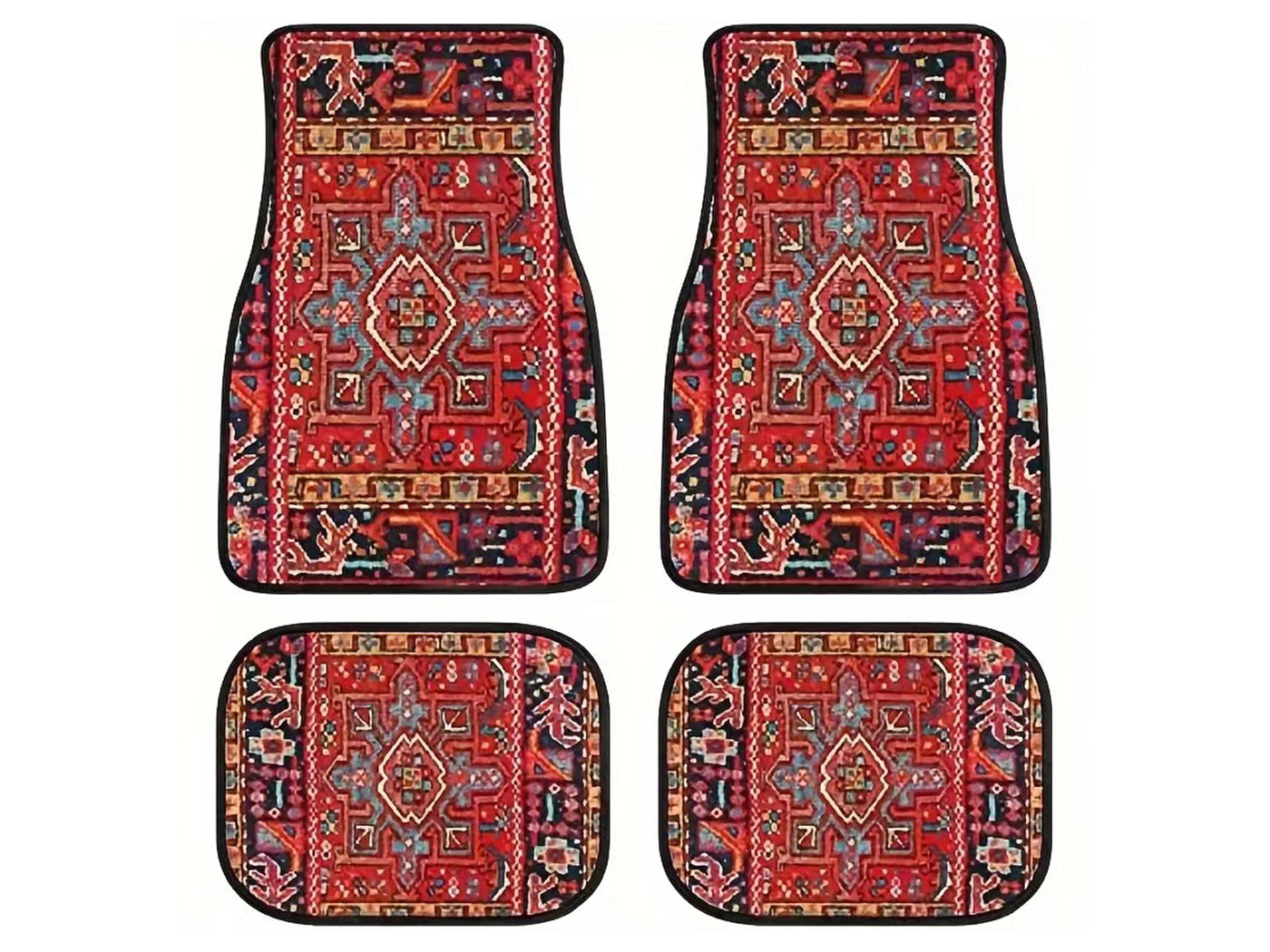4-Piece Boho Vintage Car Floor Mats Front and Rear Mats Car Mats