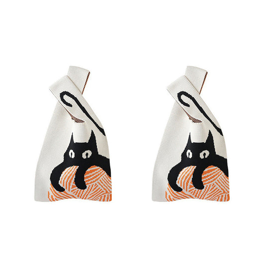 2Pcs Cute Knitted Wrist Bag-Cat