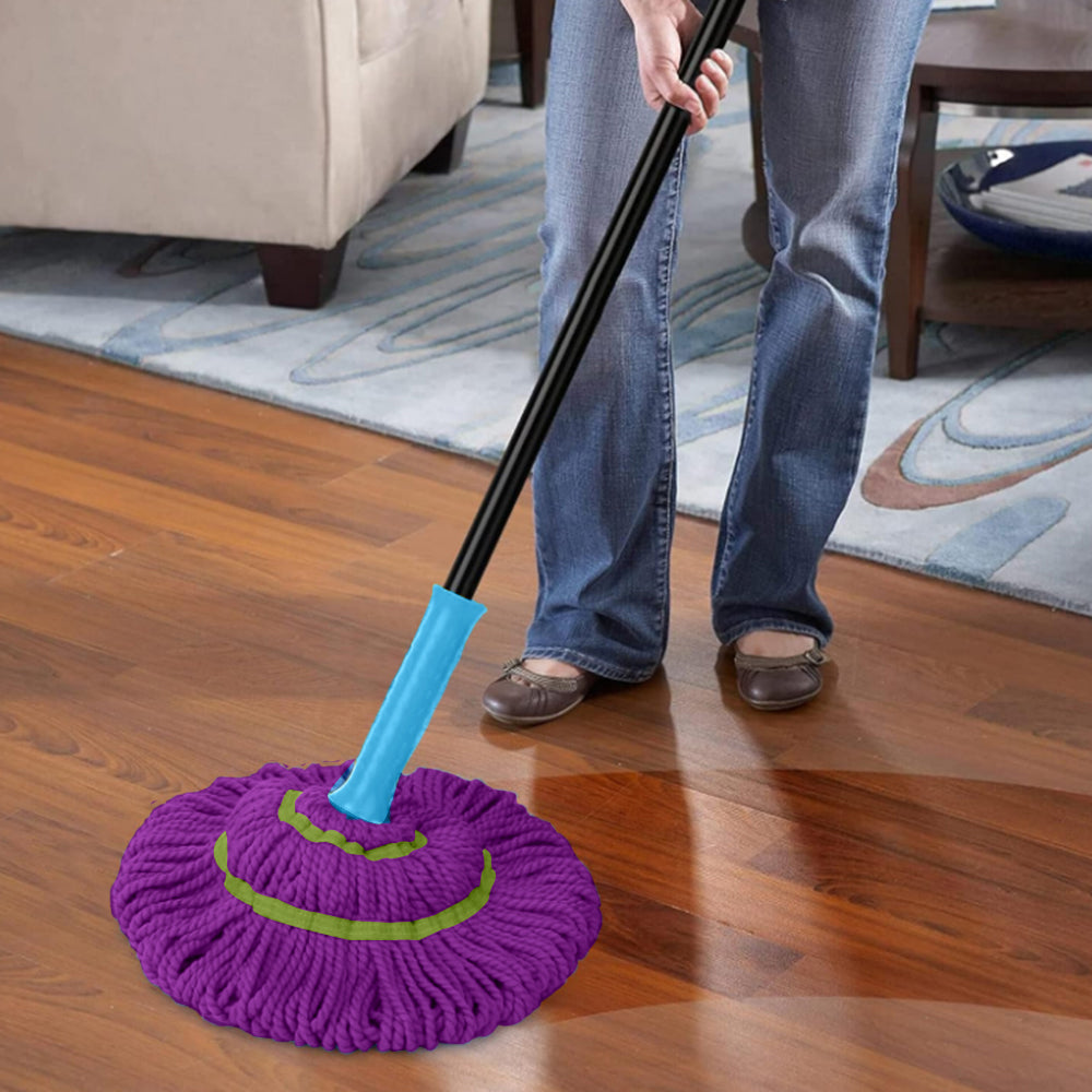 2Pcs Detachable Pole Fibre Self Wringing Mop with a Replacement Head