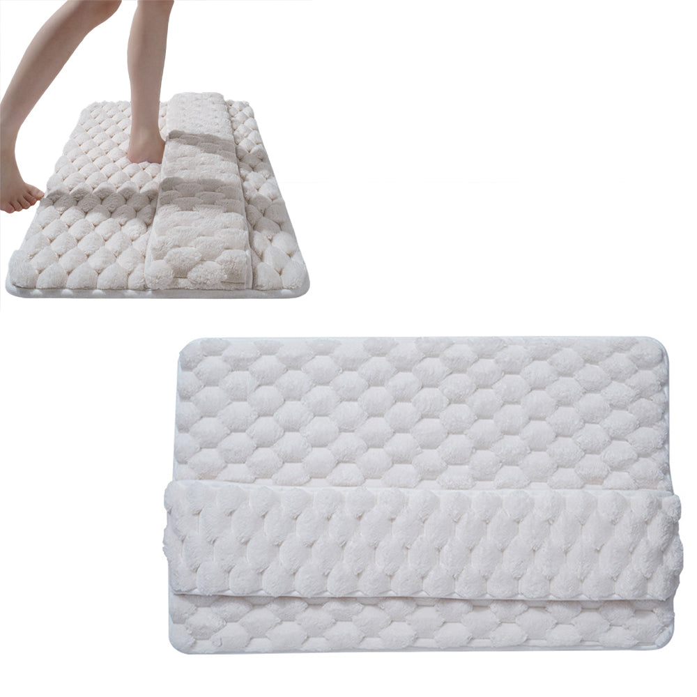 Memory Foam Bathroom Mat Wipe-Off Sole Mat Plush Absorbent Shower Mat-Beige