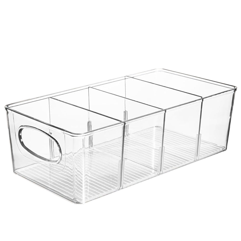 6Pcs Cabinet Organizer Bins with Handle Divided Storage Container for Kitchen