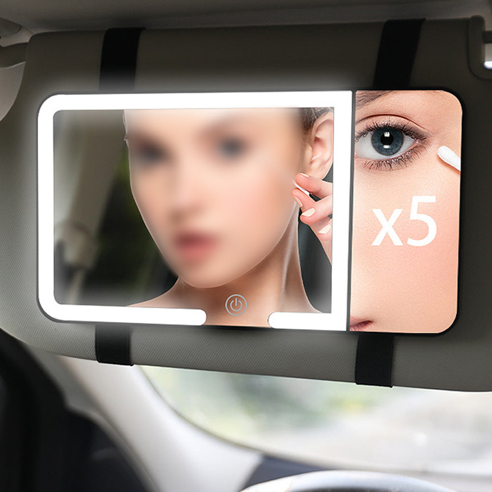 Car Sun Visor Vanity Mirror with Lights 5X Magnification Makeup Mirror for SUV Truck