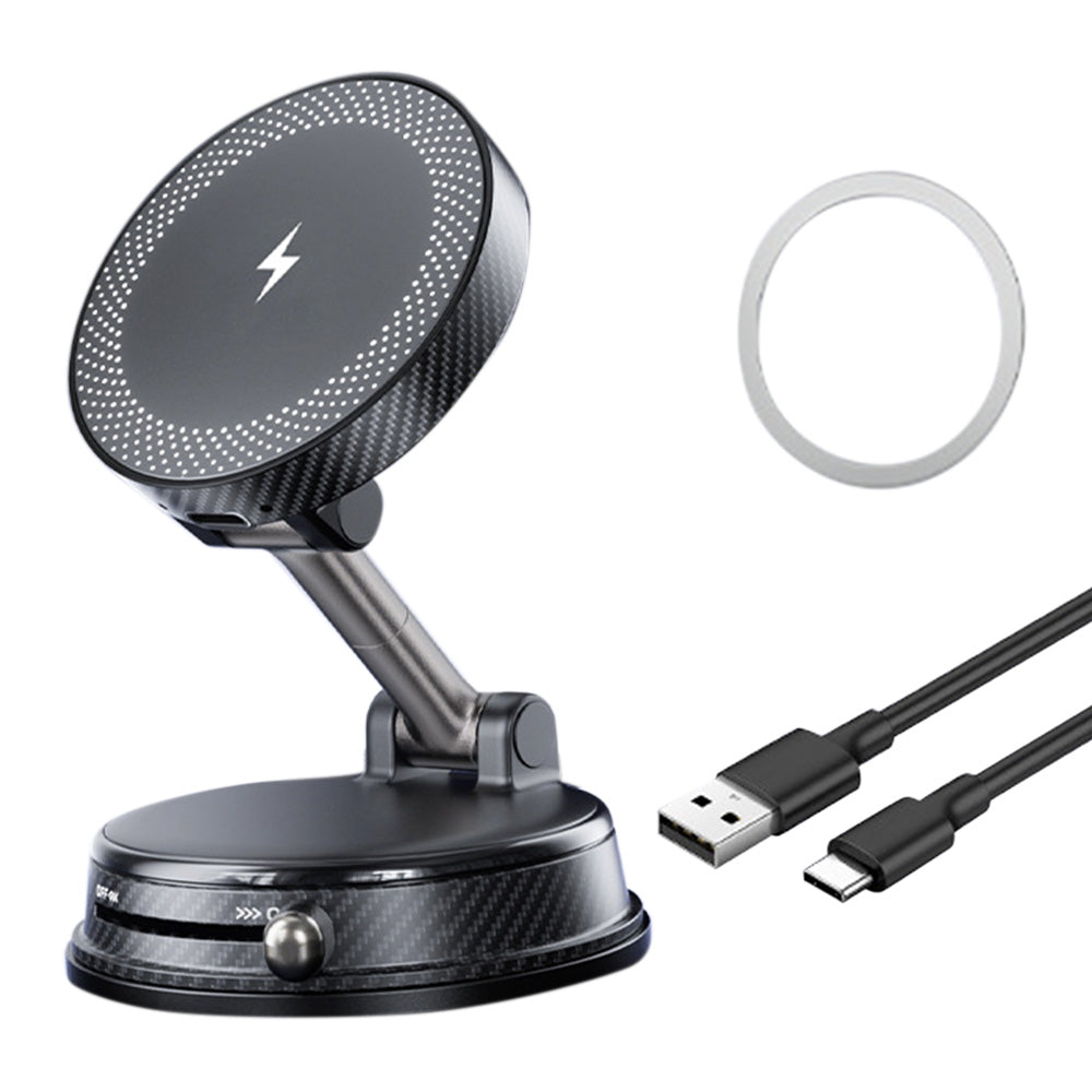 15W Car Charger Vacuum Suction Foldable Phone Mount for Dashboard