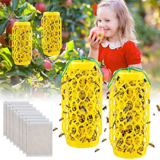 Wasp Trap Outdoor Hanging Carpenter Bee Trap Wasp Killer Insect Catcher Tool with 8 Stickers
